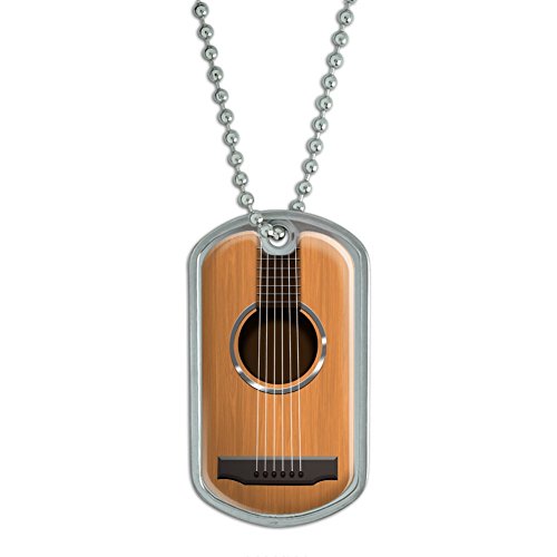 Acoustic Guitar Military Dog Tag Keychain