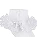 ESTAMICO Baby Girls Ruffle Frilly Socks with Embroidery White Socks for Infant Toddler, 6-12 Months
