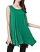 JollieLovin Womens Plus Size Loose-fit Sleeveless T-Shirt Tank Tunic Top(L, Deep Green)