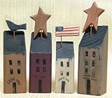 4pc Wooden Primitive Houses