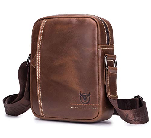 Genuine Leather Men Bags Small Shoulder Crossbody Bag for Men Everyday Casual Travel Messenger Bag Handbag Brown - Used condition - CA$34.97