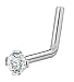 20G Surgical Steel 2 mm Clear Cubic Zirconia Crystal L-Shaped Nose Ring