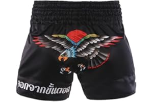 VOLERE È POTERE Muay Thai Shorts Kickboxing Shorts Gym Boxing Unisex MMA Shorts Training Workout Trunks with Pocket
