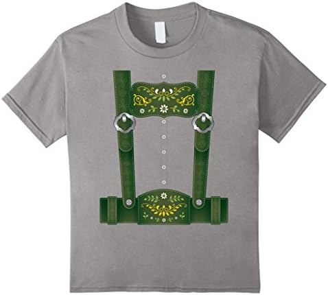 Kids Lederhosen Oktoberfest T-Shirt or Halloween Costume 8 Slate