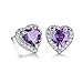 Purple AAA Cubic Zirconia CZ Heart Shaped Stud Earrings for Women