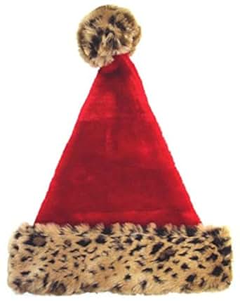 Amazon.com: 18" Wild Red Christmas Santa Hat with Leopard Print Trim