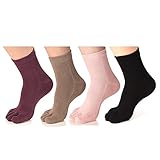 Women's Toe socks Cotton Crew Five Finger Socks For Running Athletic 4 Pack By Meaiguo