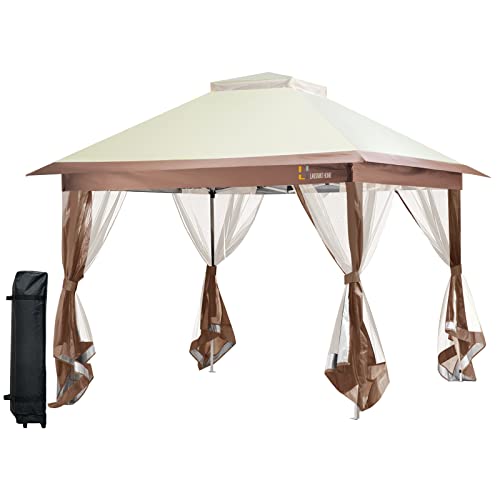 LAUSAINT HOME Pavillon 10x12 Fuß – Khaki, Mit Moskitonetz, Wetterfest, Für Garten & Outdoor-Events