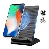 NANFU Fast Wireless Charger, Qi Wireless 7.5W Fast Charging Stand with Cooling Fan Compatible for iPhone XR/XS/XS Max/X/8/8P,10W Charges for Galaxy S9/S9+/S8 & All Other Qi-Certified Devices