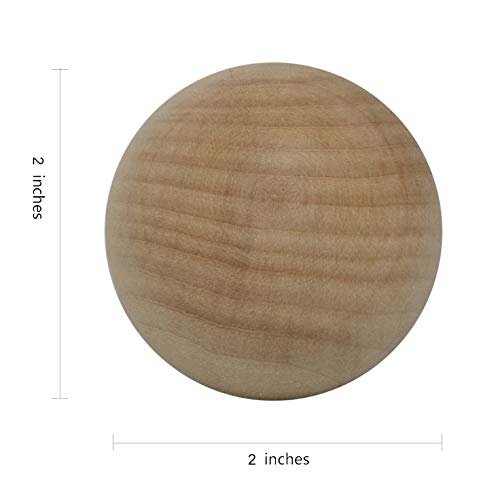 2" Wooden Round Ball, Bag of 20 Unfinished Natural Round Hardwood Balls, for Crafts and DIY Projects (Bag of 20 with Carrying Pouch)