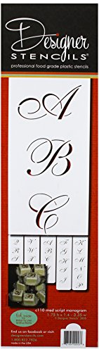 Designer Stencils C110 1.75 Inch Medium Script Cake Stencil, Beige/semi-transparent