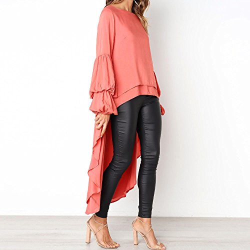 Irregular Blouse for Women,SMALLE◕‿◕ 2019 Women Casual Lantern Sleeve High Irregular Shirt Dress for Women Orange