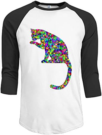 OOut Qiang Qiang Men's Rainbow Cat1 Raglan Shirt 3/4 Sleeve T-shirt M