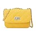 Mini Crossbody Bag, OURBAG PU Leather Quilted Cross Body Shoulder Clutch Purse Evening Handbag with Chain Yellow