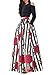 VLUNT Women's African Floral Print A Line Long Skirt Pockets Two Pieces Maxi Dress Red