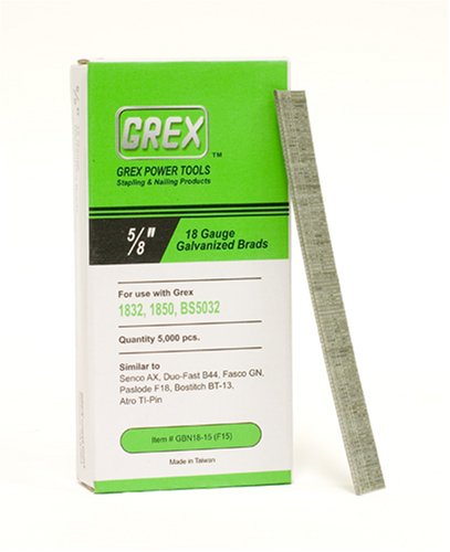 UPC 660292380152, GREX GBN18-15 18 Gauge 5/8-Inch Length Galvanized Brad Nails (5,000 per box)