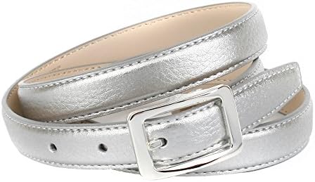 Anthoni Crown women`s belt 0,8" width leather silver color 32"-44"/1WETS