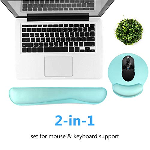 Keyboard Wrist Rest Pad Mouse Pad, Memory Foam, Rest Pads Sets for Comfortable Typing & Wrist Pain Relief, Anti-Slip Rubber Base (Green) - Thumbnail 3