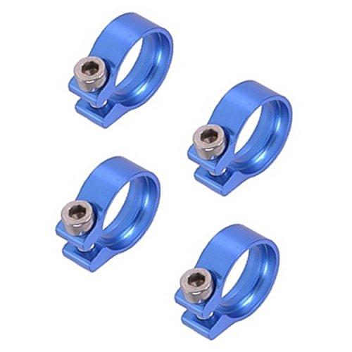 Phobya Hose Clamp with Hexagonal Socket, 10mm to 11mm (3/8" to 7/16"), Blue, 4-Pack