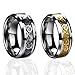 Dragon Scale Dragon Pattern Beveled Edges Celtic Rings Jewelry Wedding Band For Men Golden 8 to 13