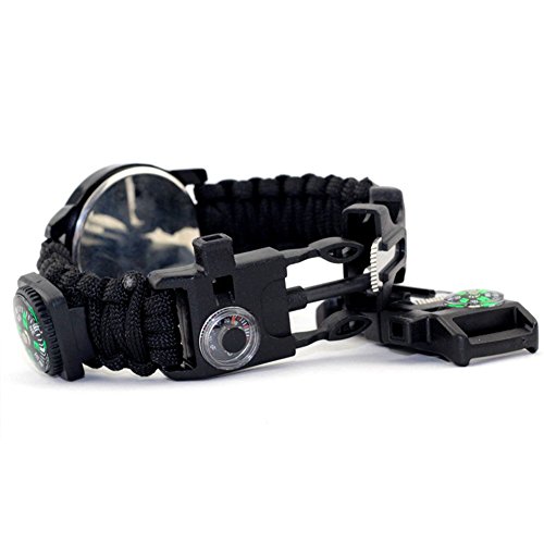 OSOPOLA Survival Paracord Bracelet Life Saving Tools Pope Waterproof Luminous Watch Whistle Emergency Knife Fire Starter Scraper Compass Thermograph Camping Hiking Diving - Thumbnail 3