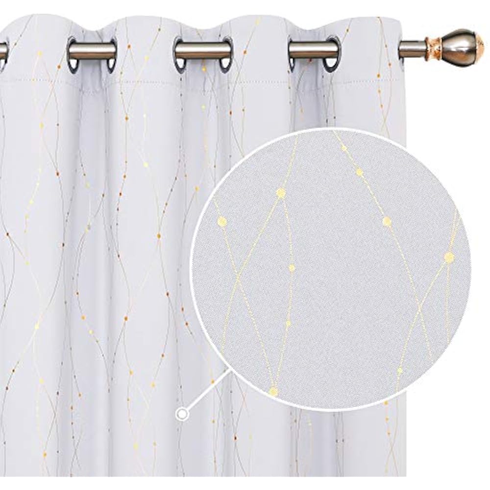 White Blackout Curtains With Pattern Wave Line Dots Golden ... White Blackout Curtains With Pattern Wave Line Dots Golden ... on {keyword}