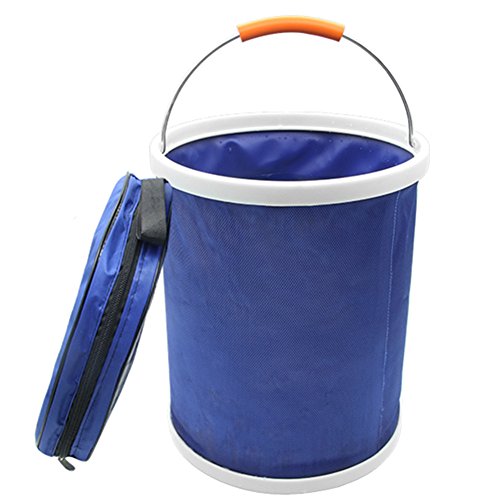 iRonrain (Upgraded) Collapsible Camping Fishing Bucket, 13L/3.4Gallons Upgraded Compact Portable Folding Water Container, Great for Hiking, Travel, Boating and Kids Toy Storage Box (Blue)