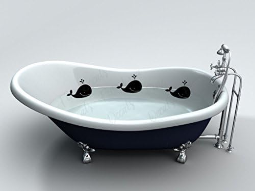 Bathtub Whales Set of Three Vinyl Decal Stickers Cute Kids Bathroom Decor