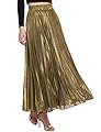 Omoone Women's High Elastic Waist Velvet Velour Long Pleated Swing Skirt