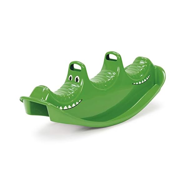 Dantoy 3 Persons Rocker and Seesaw, Durable Plastic with 3 Seats and Made in Denmark – Green Crocodile
