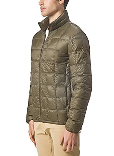 XPOSURZONE Men Packable Down Puffer Jacket Lightweight Coat Olive