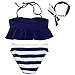 Jastore 3pcs Baby Girls Bikini Suit Navy Striped Swimsuit Swimwear Bathing Clothes (3-4 Years)