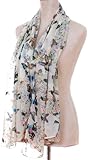 Demarkt-Chic-Butterflies-Print-Chic-Elegant-Scarf-Beige-White