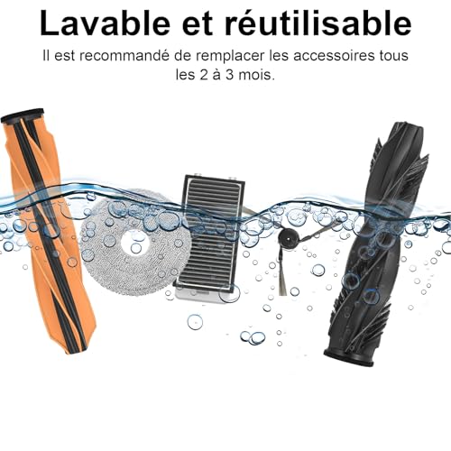 Vacuum Cleaner Accessories for Dreame L40s Pro Ultra/ L50 Pro Ultra/Matrix 10 Ultra, 1 Main Brush, 4 Wipes, 4 Filters, 4 Side Brushes, 4 Dust Bags, for Mova V50 Ultra Complete