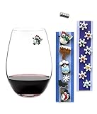 Magnetic Wine Glass Charms - Snowmen and Snowflake Bundle - Includes 14 Glass Markers for Traditional and Stemless Glassware