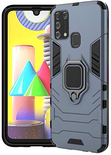 SHINESTAR Samsung M31 Case | Dual Layer Hybrid Armor Shockproof with Ring Grip Kickstand Case Cover for Samsung Galaxy M