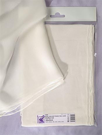 heidifeathers Natural White Chiffon Gauze Silk Scarf 180cm x 45cm