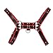 iiniim Men's Faux Leather Body Chest Harness Belt with Buckles D-Rings Adjustable (One Size, Black&Red #2)