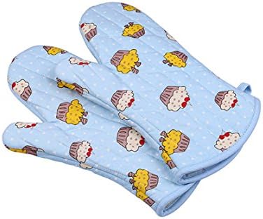 Ospard Heat Resistant Skidproof Grilling Cooking Kitchen Baking BBQ Mitts 2 Piece ST-005 Blue