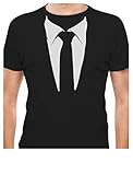 Tuxedo Tie Printed Suit Men's T-Shirt Large Black