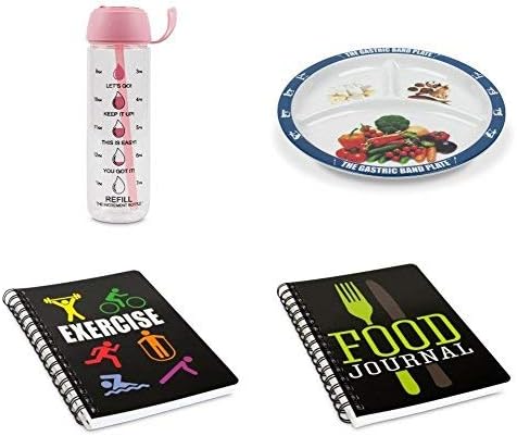 The Gastric Band Plate® Increment Bottle® Pink Flip Straw Platinum Diet Slimming Weight Loss Set