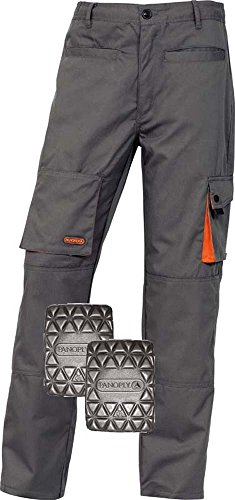Panoply Men's Workwear Mach2 Trousers Work Pants With Knee Pad Pockets 32W x Regular Grey With Orange