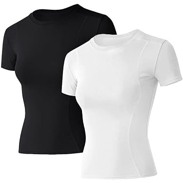 TORARY Women's Summer Sport Top - Short Sleeve Round Neck, Plus Size XL, White, Tummy Control
