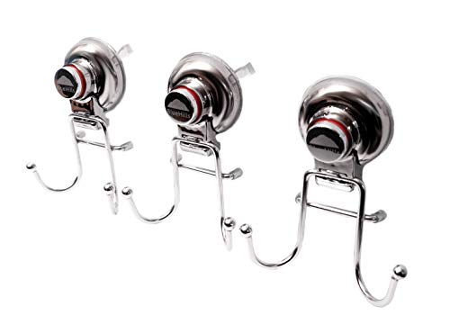 BlueHills Heavy Duty Premium Rust Free Stainless-Steel Suction Cup Wreath Hanger Shower Hooks Loofa Holder Bath & Kitchen Bathroom Organizer for Towels Wash Cloths Bathrobes, Coats & Sponge 3 Pack - Thumbnail 6
