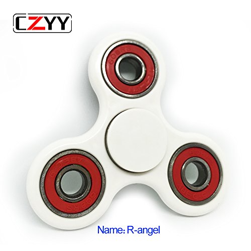CZYY R-angle CUSTOMS DIRT RESISTANT Smooth Surface Finish Non-3D printed Spinner Fidget EDC ADHD Focus Toy Ultra Durable High Speed Si3N4 Hybrid Ceramic Bearing 1-3 Min Spins(White-Red)