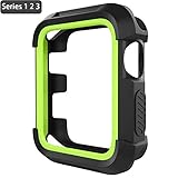 Apple Watch Case 42mm Rugged Shock Proof iwatch Bumper Cover Scratch Resistant Screen Protector Case for iwatch Series 3 Series 2 Series 1 Black/Green