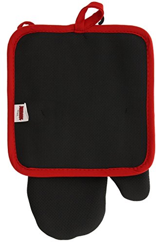Disney Puppet Oven Mitt & Potholder w/Neoprene for Easy Gripping, Heat Resistant up to 500 degrees F, Mickey Mouse Icon, Black