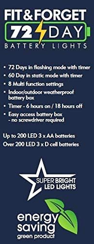 Noma @ WOWOOO Fit & Forget Battery 200 LED Berry Lights : Timer Multifunction : in/Outdoor : Warm White 6816020GWW - Image 5