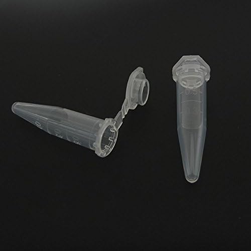 Bluemoona 200 Pcs - 0.5ml non-sterile Centrifuge Microcentrifuge Tubes Plastic Clear Test Vials Sample