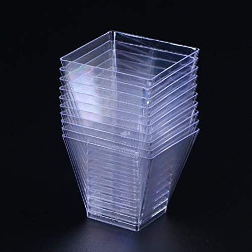 ASMGroup Disposable Plastic Cups Disposable Food Grade Plastic Portion Containers Portion Cups for Dessert Pudding Mousses Yogurt Jelly